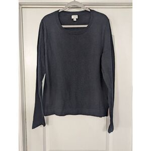 J. Crew Teddie Pullover‎ Sweater women's size XL black cotton Merino Wool